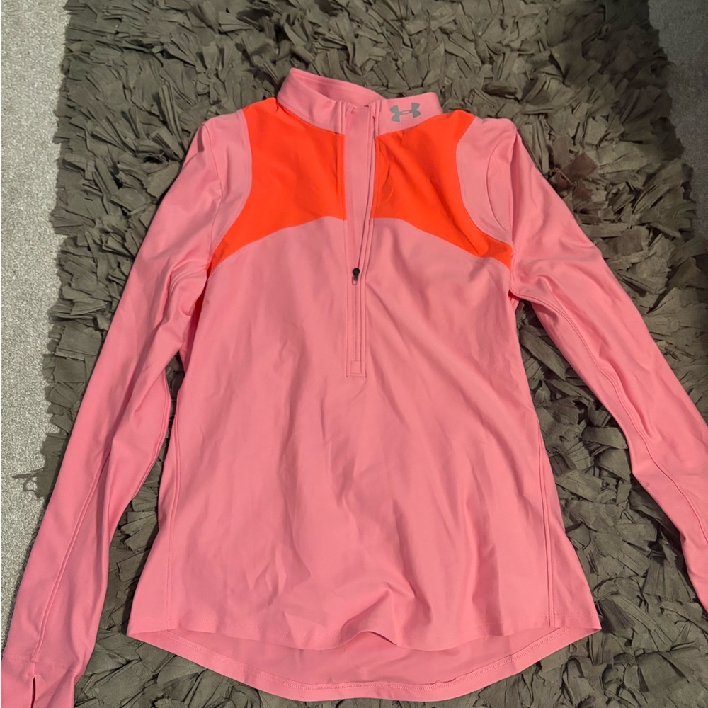Under Armour Pink and Orange Quarter-Zip Top